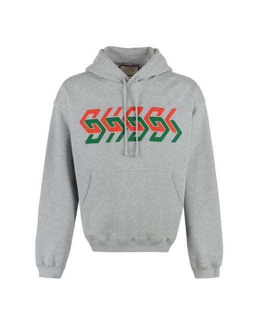 Gucci Gray Cotton Hoodie for men