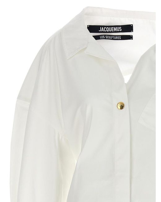 Jacquemus White La Mini Robe Chemise Dresses