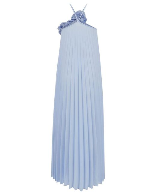 P.A.R.O.S.H. Blue P.A.R.O..H. Long Light Pleated Dress With Ruches