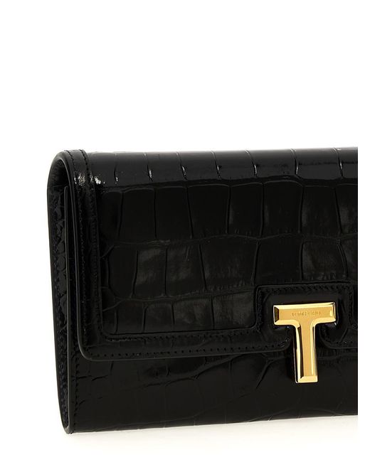 Tom Ford Black Wallet On Chain Logo
