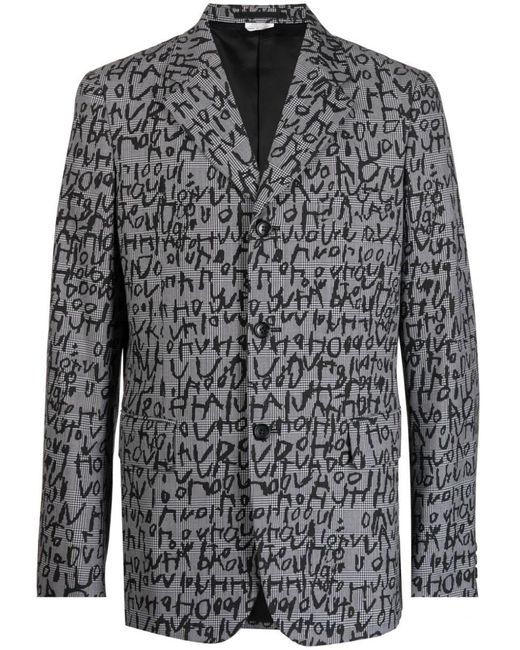 Comme des Garçons Gray Graphic Print Prince Of Wales Wool Blend Jacket for men
