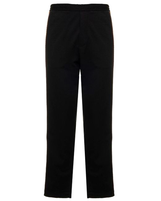 DSquared² Synthetic Black Jersey Jogger With Side Logo Jacquard Bands D