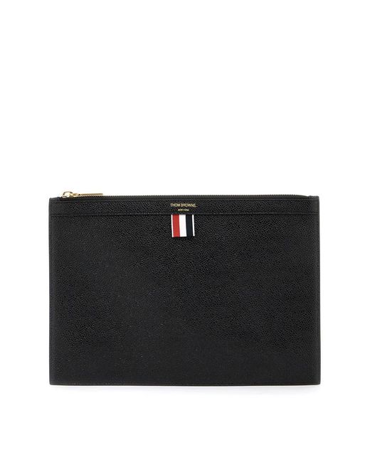 Thom Browne Black Leather Small Document Holder for men