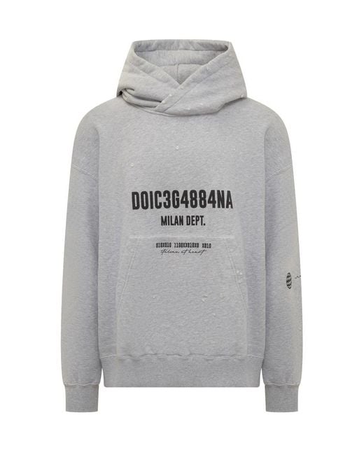 Dolce & Gabbana Gray Hoodie With Logo for men