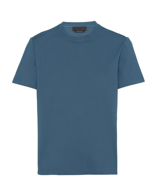 Prada Classic Fitted T-shirt Avio Blue for men