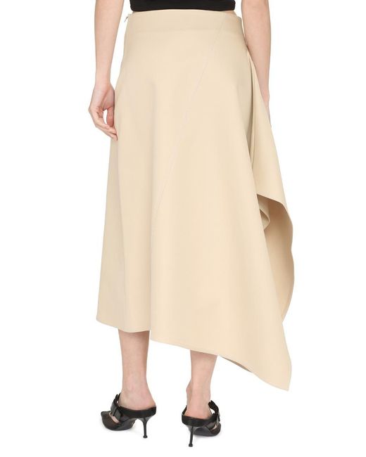 Bottega Veneta Natural Cotton Midi Skirt