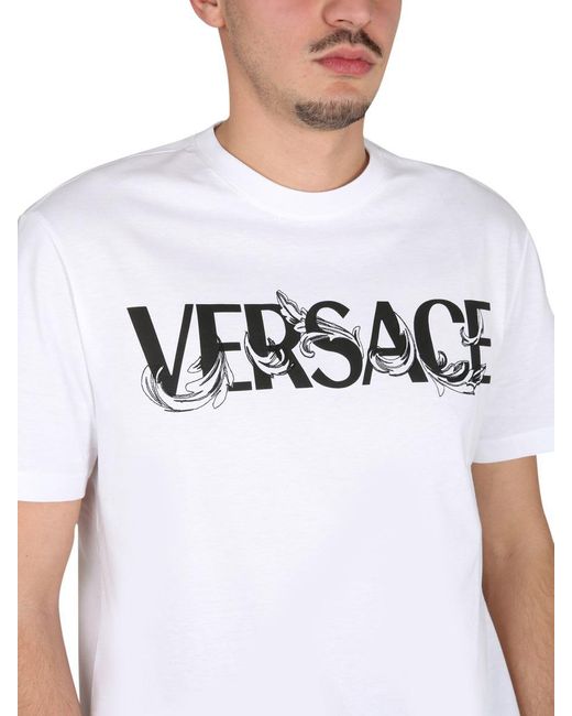 Versace White T-shirt With Baroque Logo for men