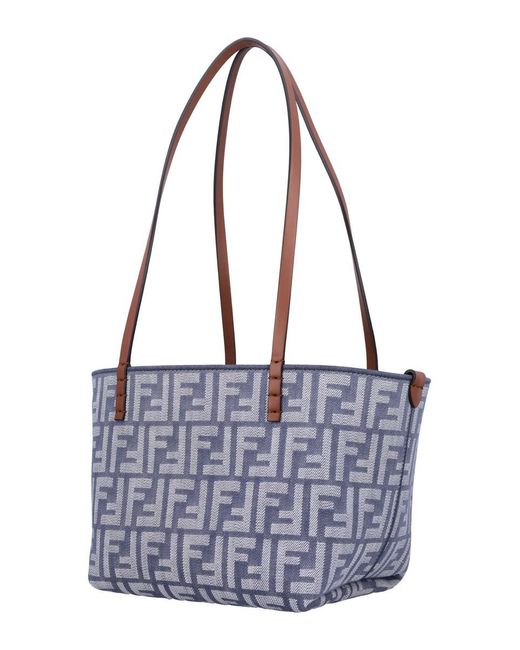 Fendi Small Roll Reversible Shopper Bag in Blue | Lyst