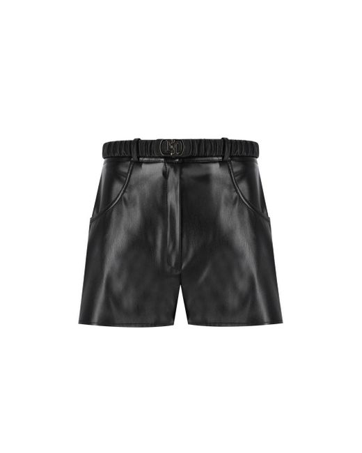 Elisabetta Franchi Gray Leather Effect Shorts