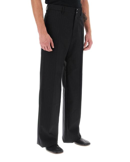 MM6 by Maison Martin Margiela Black Straight Cut Pants With Pinstripe Motif for men