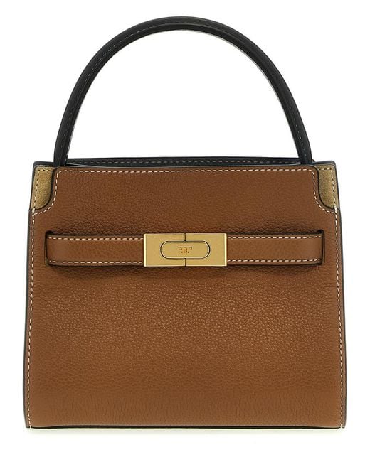 Tory Burch Brown 'Lee Radziwill Pebbled Petite Double' Hand Bag