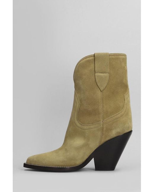 Isabel Marant Green Leyane High Heels Ankle Boots