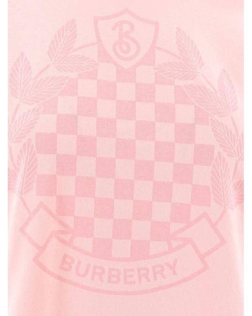 Burberry Pink Crew Neck Short Sleeve Cotton T-shirts