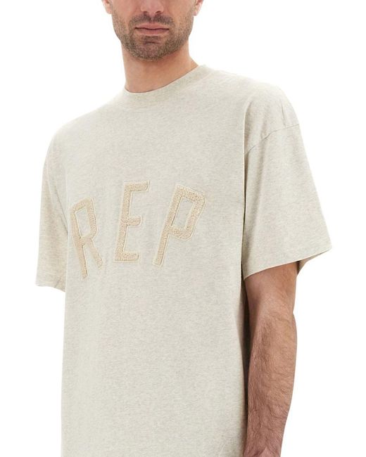 Represent White T-Shirt With "Rep" Application for men