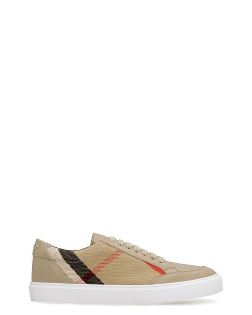 Burberry Natural House Check Print Detail Sneakers