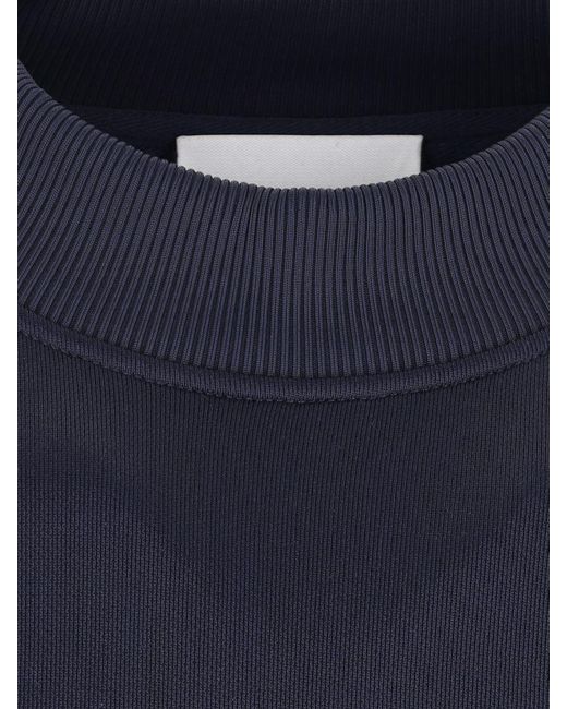 AMI Blue Embroidered Logo Crew-neck Sweatshirt for men