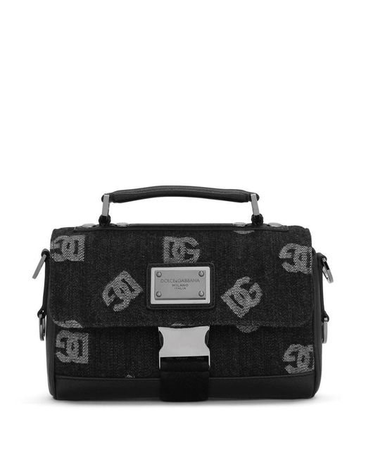 Dolce & Gabbana Black Denim Logo-print Shoulder Bag for men