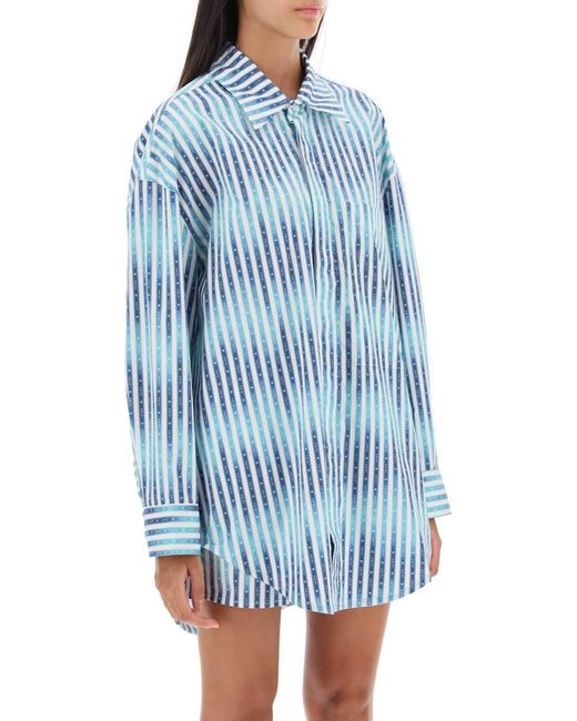 Amiri Blue Oversized Striped Shirt