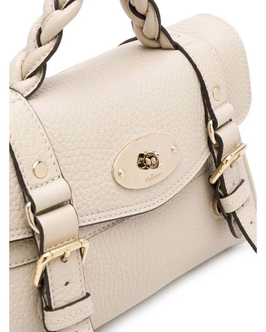Mulberry Natural 'mini Alexa' Handbag In Grainy Leather Woman