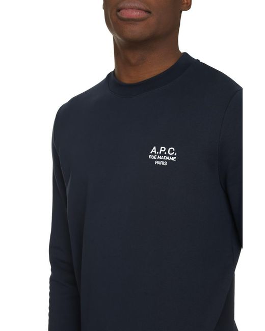 A.P.C. Blue Cotton Crew-neck Sweatshirt for men