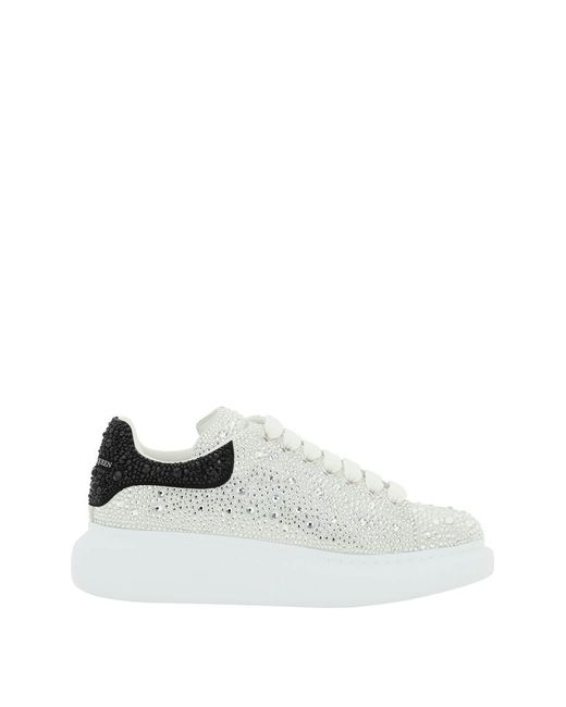 Alexander McQueen White Oversized Sneakers With Crystals