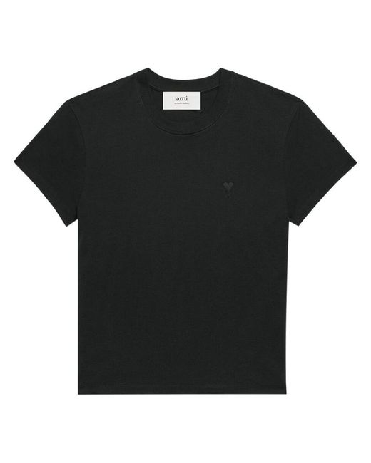 AMI Black Cotton T-Shirt for men
