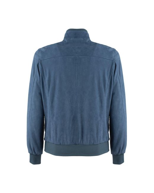 Barba Napoli Blue Suede Jacket for men