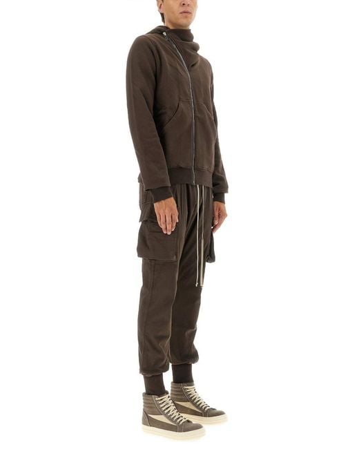 Rick Owens Brown Asymmetrical Zipper Sweatshirt for men