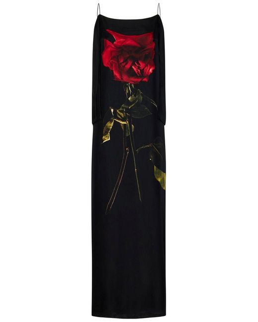 Alexander McQueen Blue Shadow Rose Long Dress