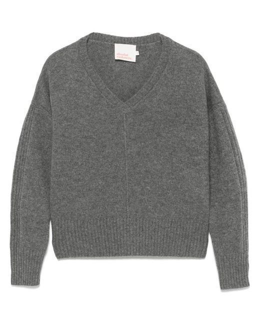 ABSOLUT CASHMERE Gray Cashmere V-Neck Sweater