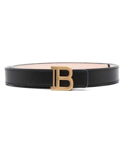 Balmain Black B-Belt Leather Belt