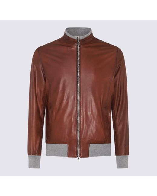 Barba Napoli Brown Leather Jacket for men