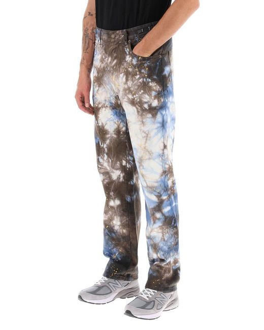 DARKPARK Blue Mark Tie-dye Denim Pants for men