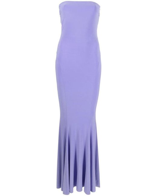 Norma Kamali Purple Strapless Fishtail Gown