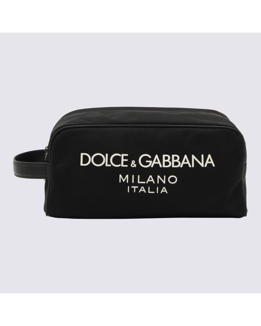 Dolce & Gabbana Black Canvas And Leather Pouch Bag for men