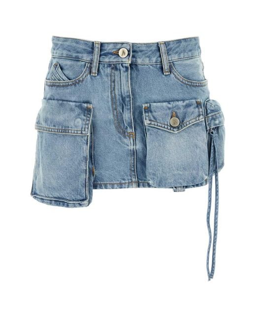 The Attico Blue Denim Mini Skirt
