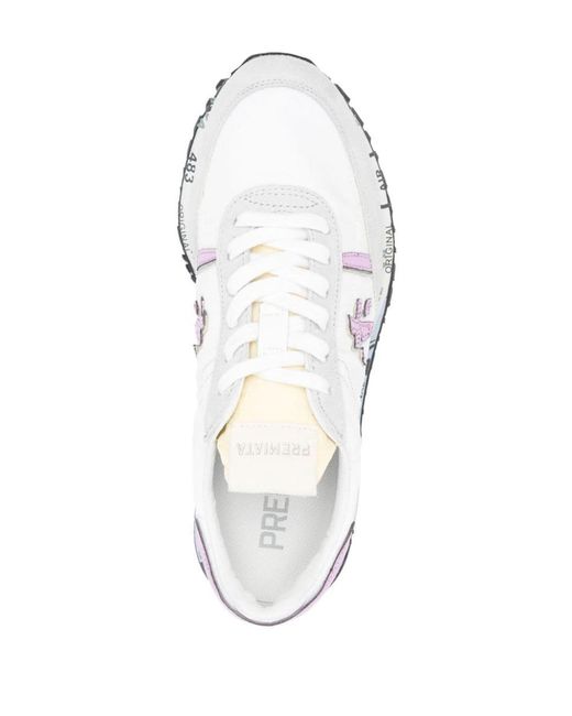 Premiata White Seand 6705 Leather Blend Sneakers With Logo