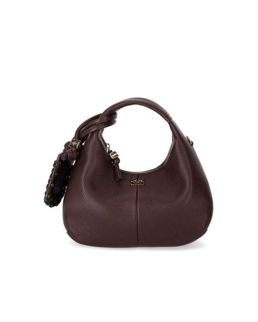 Ganni Brown Chicory Coffee Mini Hobo Bag