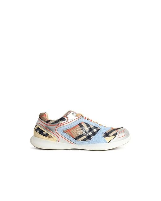 Burberry White 'Matrix' Leather Blend Sneakers for men