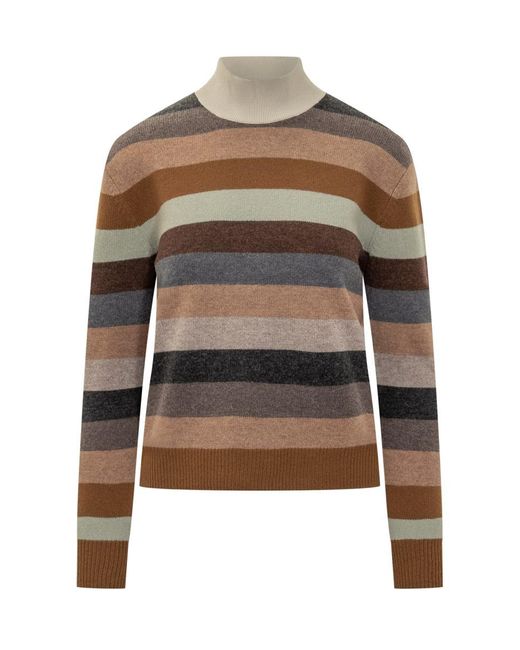 Tory Burch Multicolor Striped Sweater With High Neck