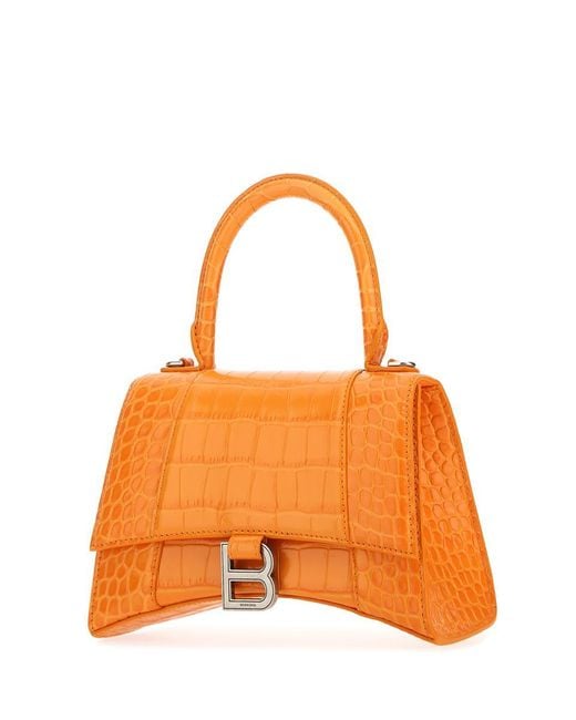 Balenciaga Orange Hourglass Small Top Handle Bag