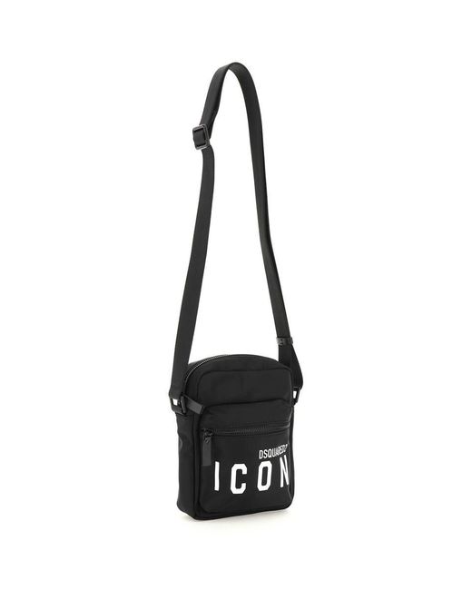 DSquared² Black Nylon Icon Crossbody Bag for men