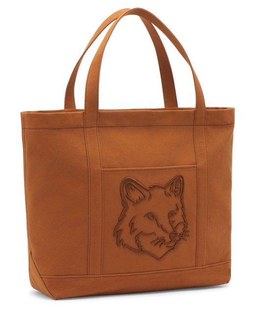 Maison Kitsuné Brown Fox Head Large Shopper Bag