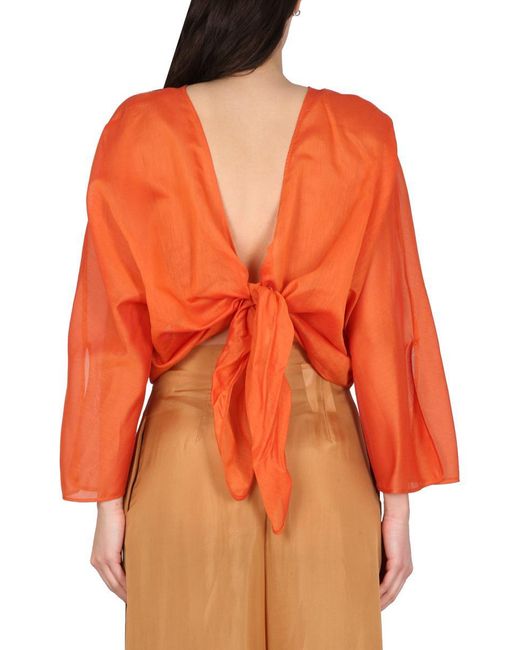 Alberta Ferretti Orange Cotton And Silk Shirt