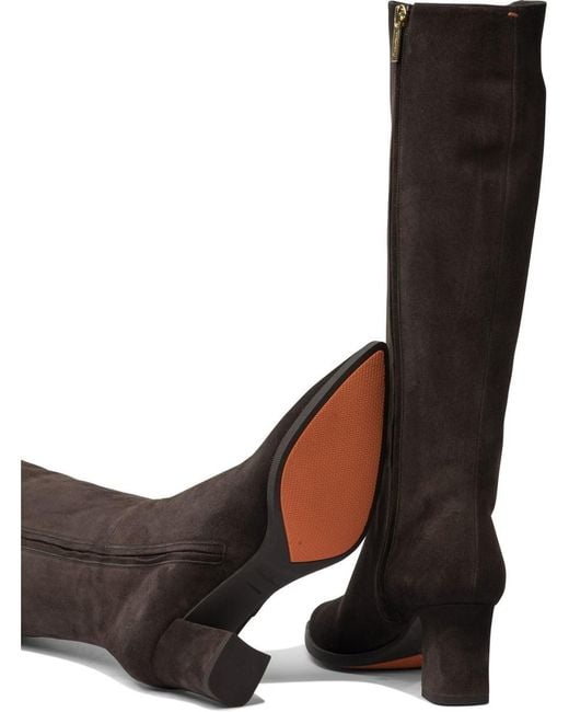 Santoni Black Suede Boots 65 Mm