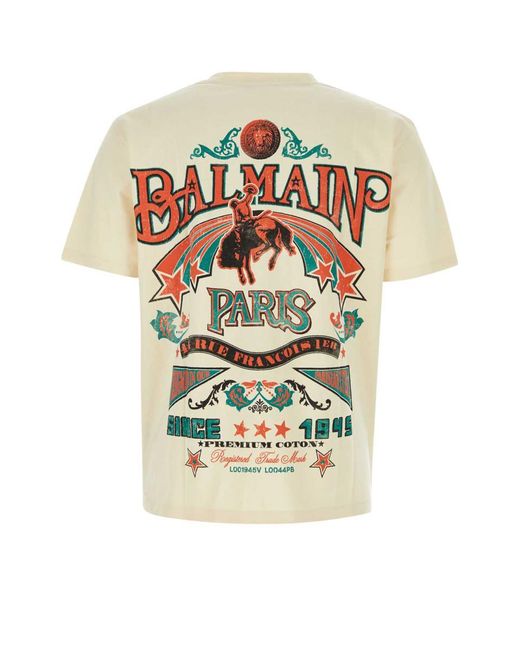 Balmain Multicolor Sand Cotton T-Shirt for men