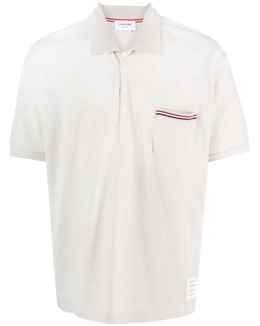 Thom Browne White Oversized Cotton Polo Shirt for men