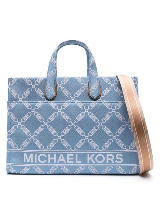 MICHAEL Michael Kors Blue Denim Multicolour Canvas Blauwe Tote Bag