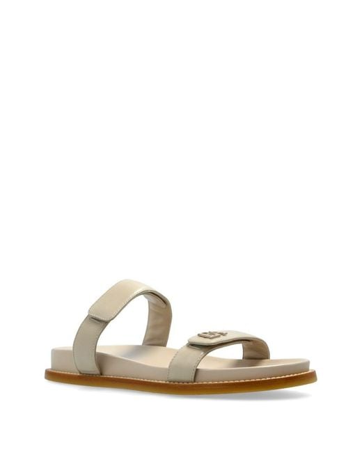 Emporio Armani White Leather Flat Sandals