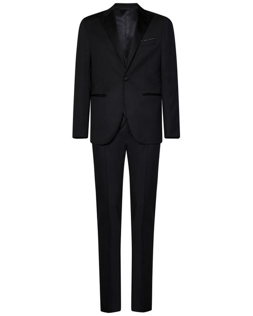 Franzese Collection Black Franzese Napoli James Bond 007 Model Suit for men